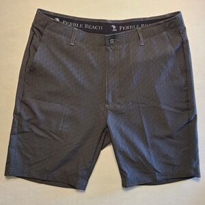 Pebble Beach Mens Golf Shorts Stretch Flat Front Dry-Luxe Performance Black 36